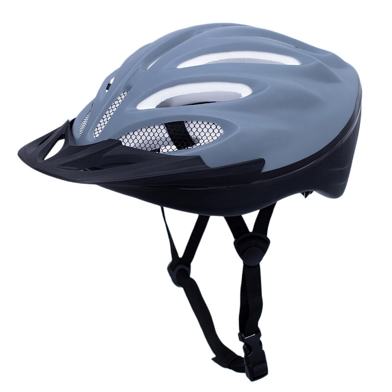 Adult gray bike helmet with detachable visor- adjustable bike helmets for Men Women Youth for road biker (4)