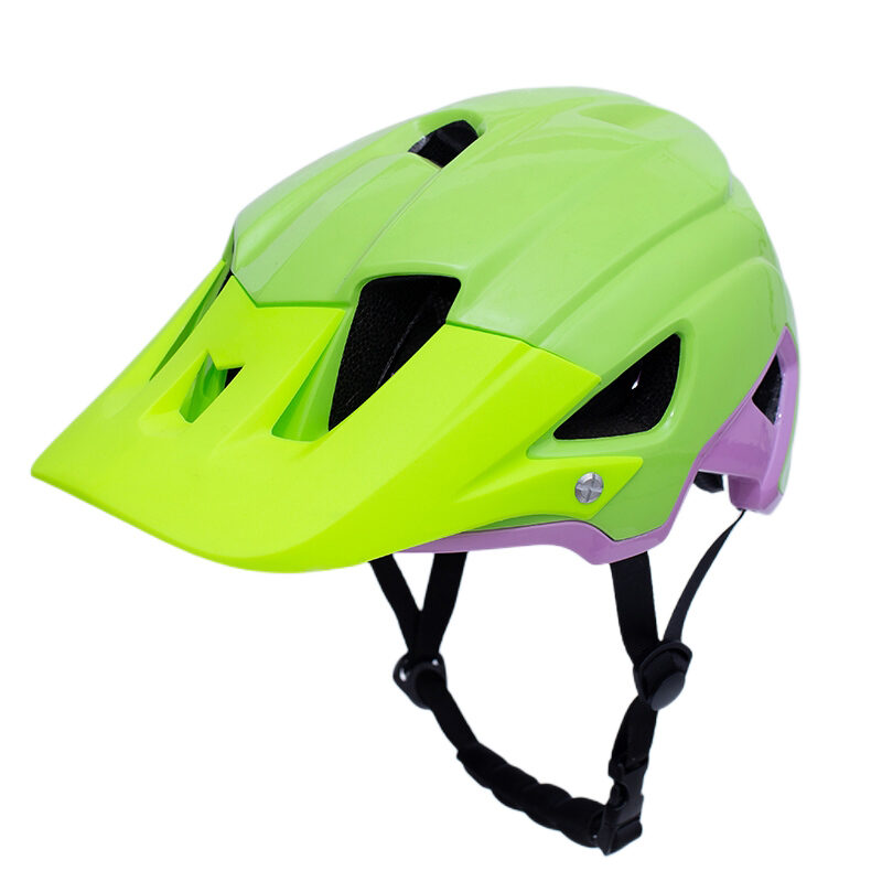 Factory wholesale EPS+PC riding mountain sport MTB bike helmets with visor-Green color bike helmet for adult (3)